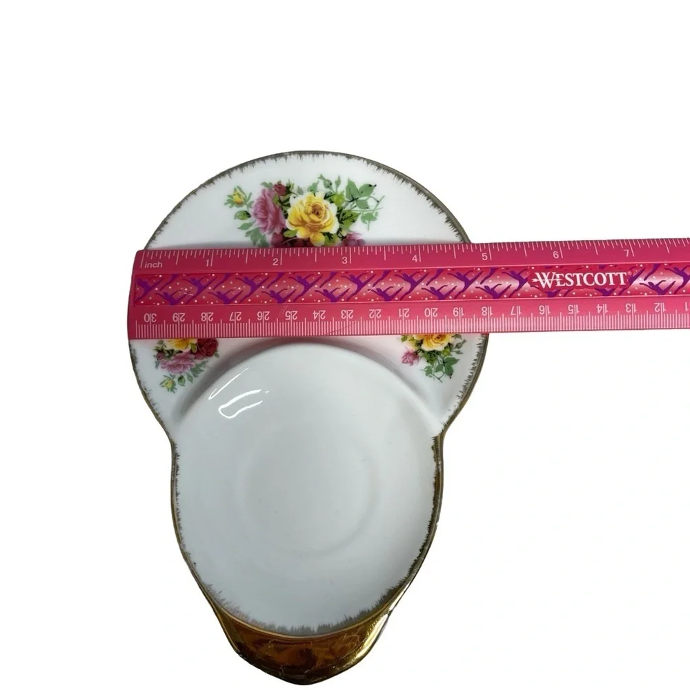 Sitra two (2) Fine ceramic Floral/ gold trim Ceramic Tea saucer/trinket dishes